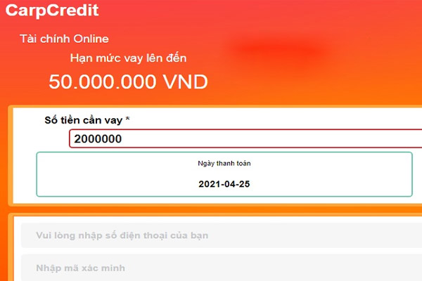 Các gói vay của H5 Carpcredit