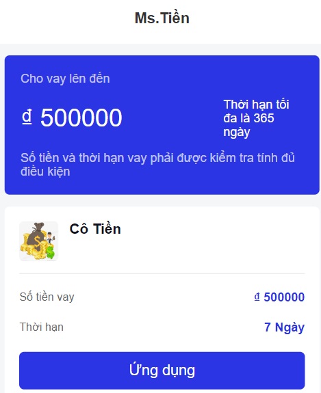 Ms. Tiền đăng ký khoản vay nhanh 24/7